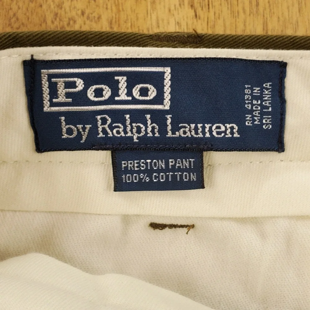 New Vintage Polo Ralph Lauren Preston Pant Men 34x30 Olive Green Chino Cotton